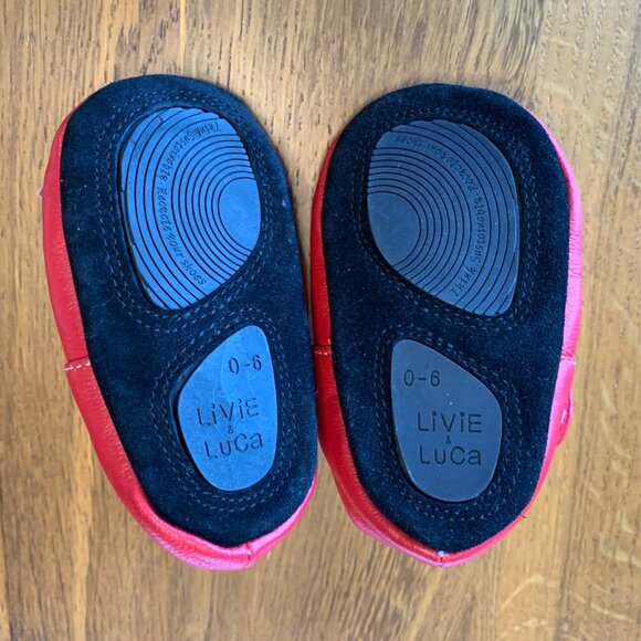 LIVIE & LUCA Pio Pio Baby Shoes Girls 0-6 Red Mary Jane Soft Crib Shoe Birds - Picture 6 of 9